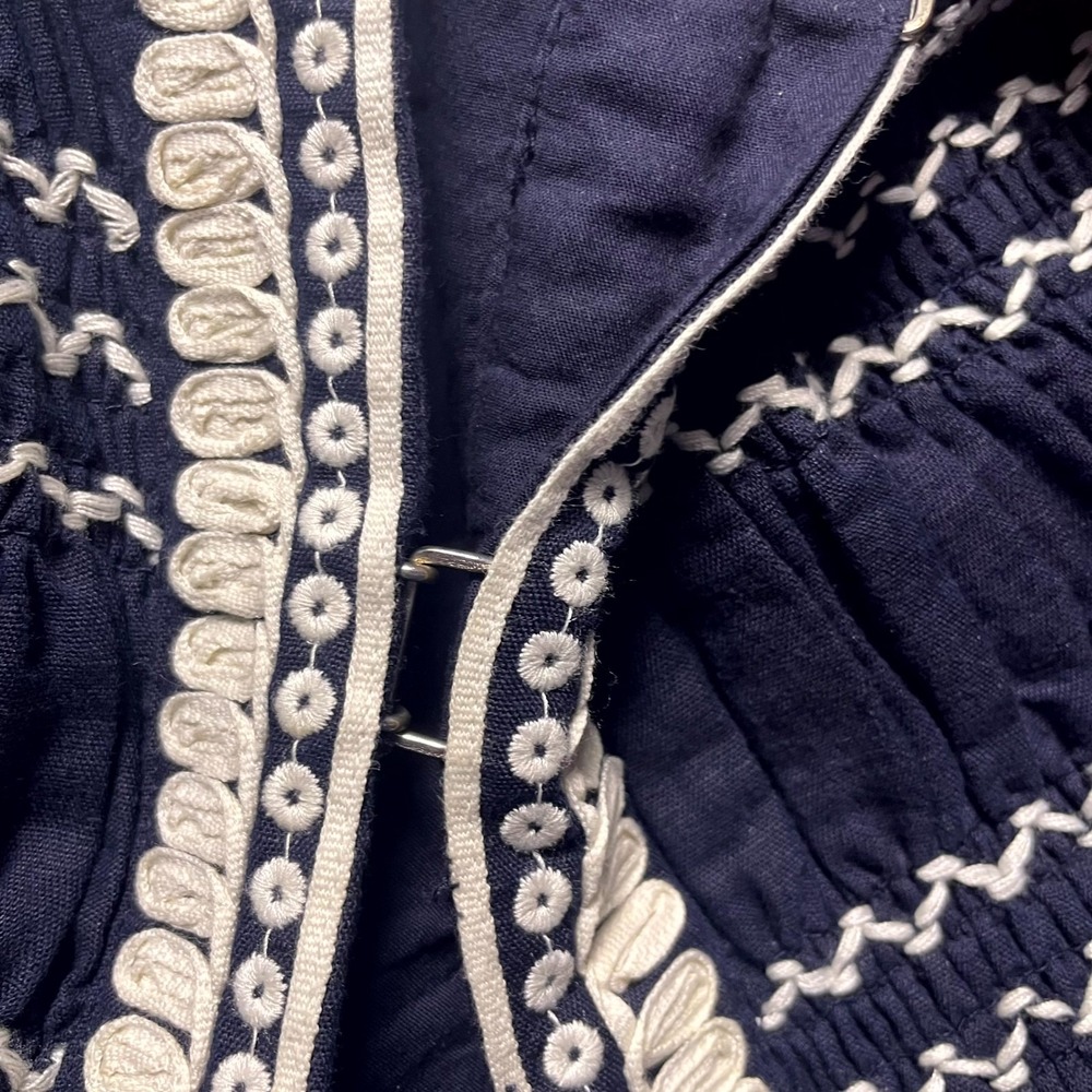 Veronica Beard Dorian Cropped Jacket Womens M Blue Floral Embroidery Smocked - Picture 10 of 11